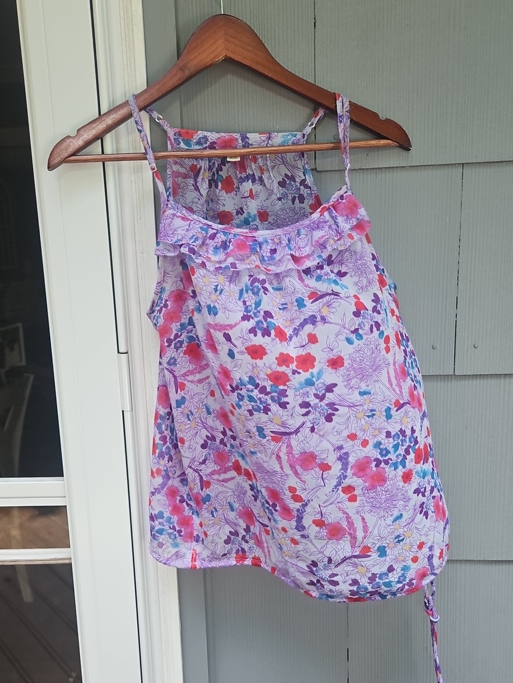 American Eagle Outfitters Lavender Floral Ruffle Cami